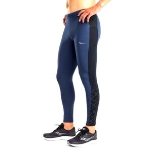 New Saucony Mens XXL Solstice Tight Blue & Black Running Pants